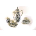 A Royal Tettau Echt Kobalt patterned blue and white coffee set, together with another coffee set