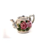 A Wemyss cabbage rose bachelor's tea pot, having some minor damages, AF