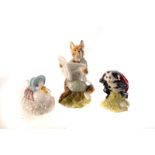 A selection of seven Royal Albert Beatrix Potter character figures, including Little Black Rabbit,