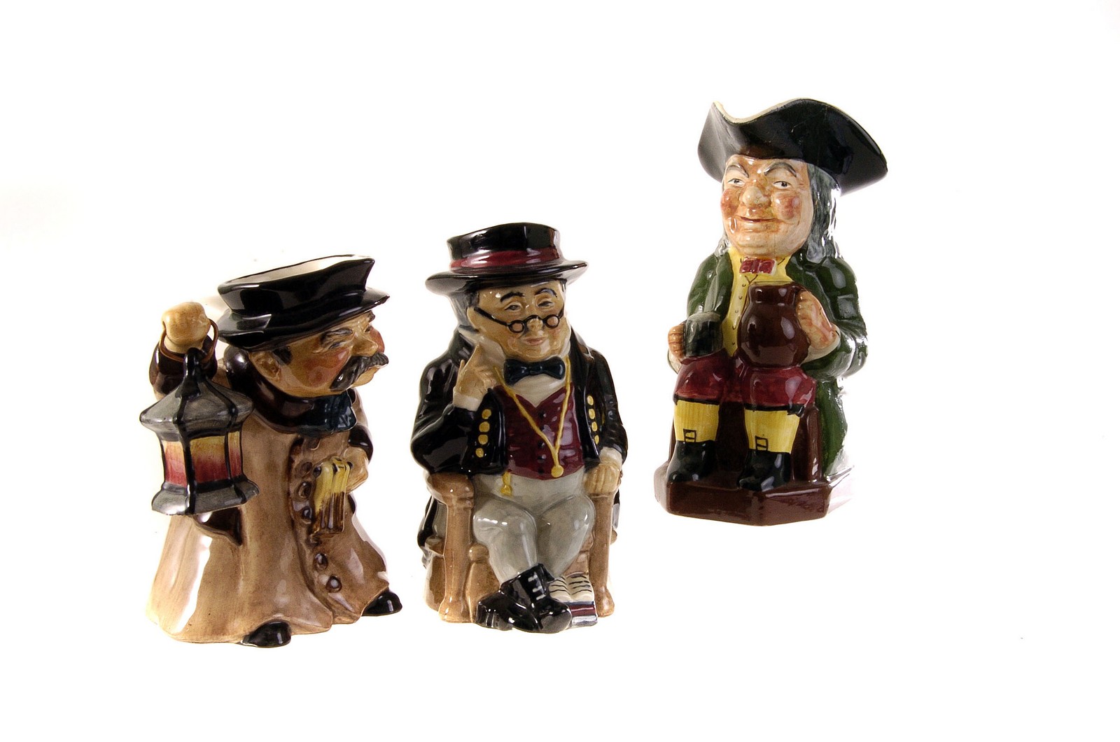 An assortment of ceramic character jugs, including a Royal Doulton 'Mike Mineral' The Miner, 6741,