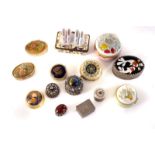 An assortment of small trinket boxes, including Crummles, Worcestershire, Limoges, white metal and