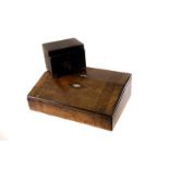 A Victorian walnut and inlaid writing slope, together with Metallifacture Coarse Pitch Screw