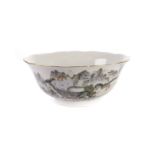 A Republican Period early 20th century Chinese porcelain bowl, of lobed form and decorated with a