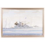 John S. Smith (20th century), gouache on board of naval action from the Battle of the River Plate in