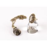 Two retro smoky quartz items of jewellery, including a 9ct gold dress ring and a 9ct gold mounted