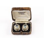 A large pair of Antique zircon and pearl earrings, the cluster style pendants with large oval cut