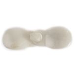 A Chinese hardstone belt buckle, each of the white jade style stone with carved plain oval panel,