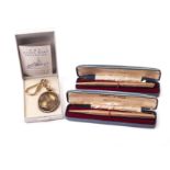 A pair of vintage rolled gold Yard-O-Led pencils, each in a blue Yard-O-Led case, together with a