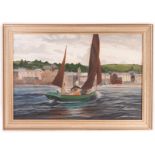 Stuart Bolton (20th century), oil on canvas boating scene off Kingsand & Cowsand, Cornwall, signed
