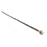 A fine Japanese Meiji period ivory and Shibayama mounted walking cane, the spherical terminal with