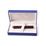 A modern Waterman Agathe ladies fountain pen, in marbled blue and purple, having outer carrying tube