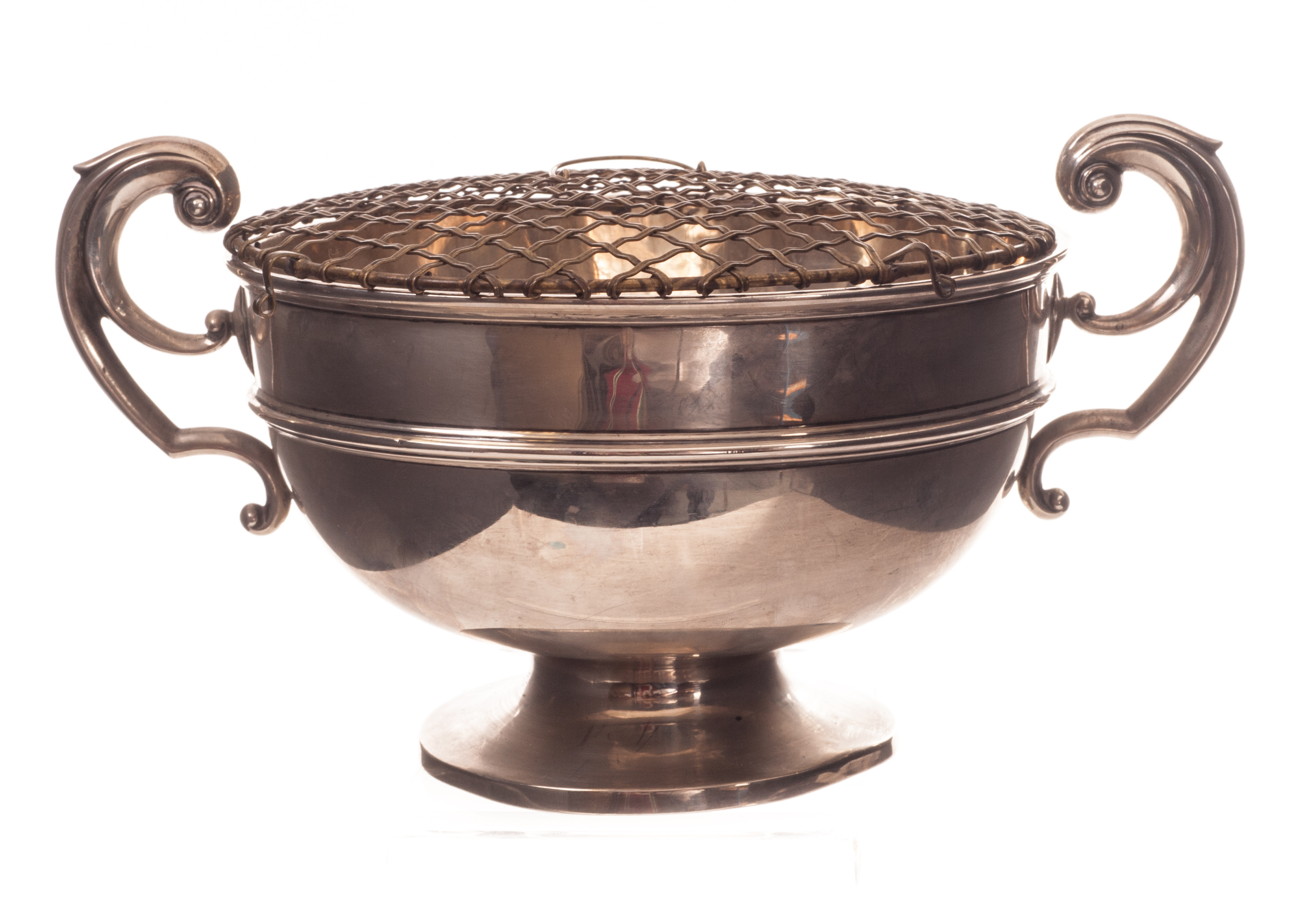 A George VI silver rose bowl from Alexander Clark, having applied twin handles to footed bowl, dated