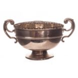 A George VI silver rose bowl from Alexander Clark, having applied twin handles to footed bowl, dated