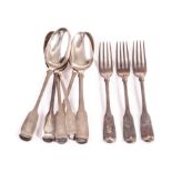 A small group of Officer’s Mess silver flatware of matching design, all marked with a crowned number