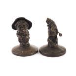 Two early 20th century cast bronze caricatures, possibly car mascots, or paperweights by May &