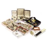 A collection of costume jewellery, including some silver items, many brooches, earrings and more (