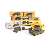 Military Dinky Toys, 660 Tank Transporter, 697 25-Pounder Field Gun Set, 621 3-Ton Army Wagon (2),
