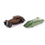 A Dinky Toys 36c Humber Vogue, dark brown body, black moulded chassis, black ridged hubs, 23p