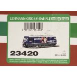 LGB Gauge 1 BoBo Electric Locomotive: Ref 23420, in ‘Unerhört’ (Radio Grischa)advertising livery