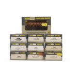 Wrenn 00 Gauge short wheelbase freight stock: fourteen assorted wagons, mostly hoppers/steel open