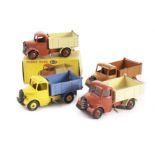 Dinky Toys 25m/410 Bedford End Tipper, four examples, red cab and chassis, cream back (2), one