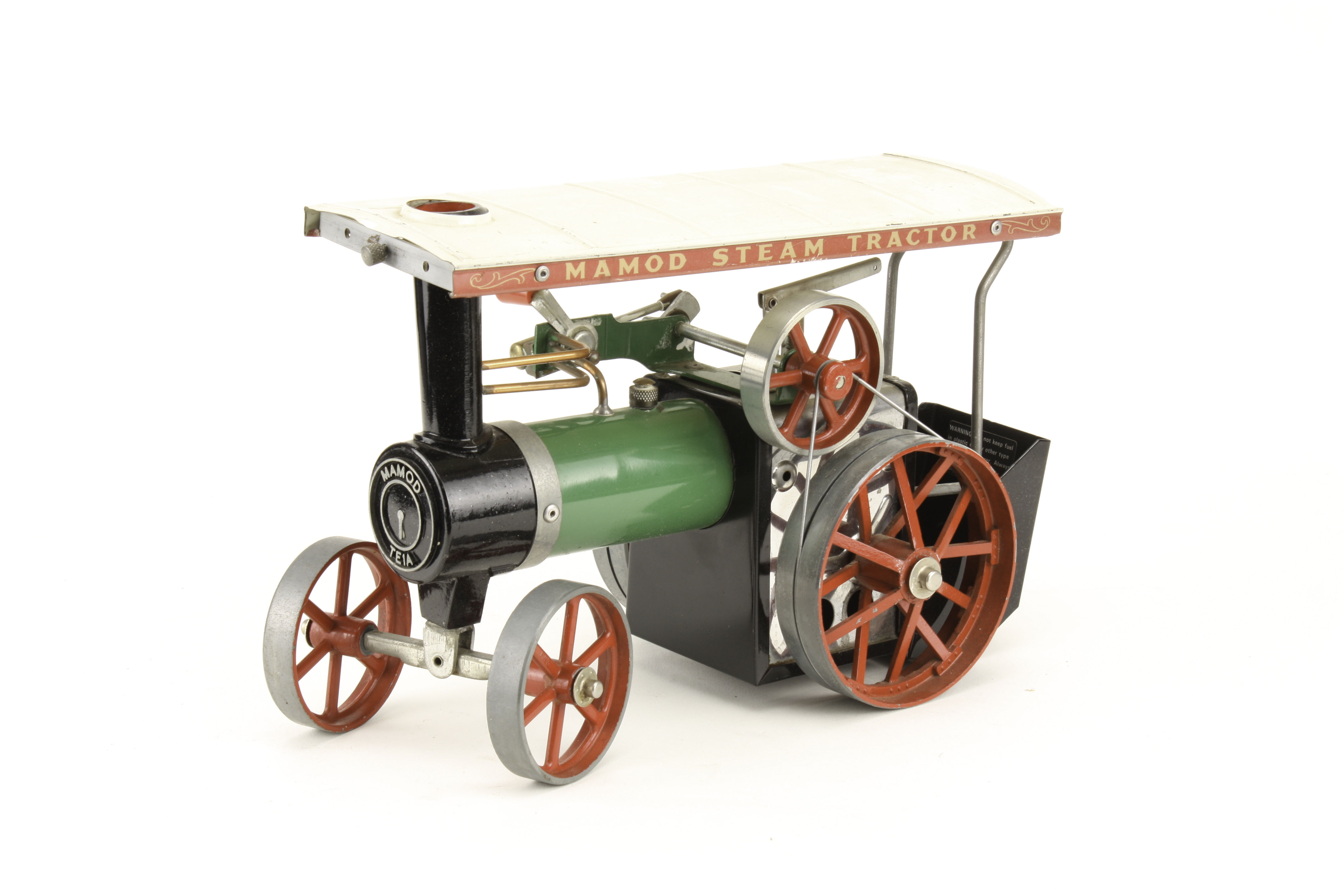 A Mamod TE1A Live Steam spirit-fired Traction Engine: with level plug, spirit burner, steering