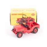 A Dinky Toys 405 Universal Jeep, red body and plastic hubs, ribbed tyres, in original light yellow