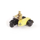 A Dinky Toys 271 ‘TS’ Motorcycle Patrol, black/yellow, tan rider, black rubber wheels, Belgian AA