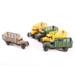 Dinky Toys 25f Market Gardener’s Lorry, five examples, all type 3 closed chassis, green body (2),