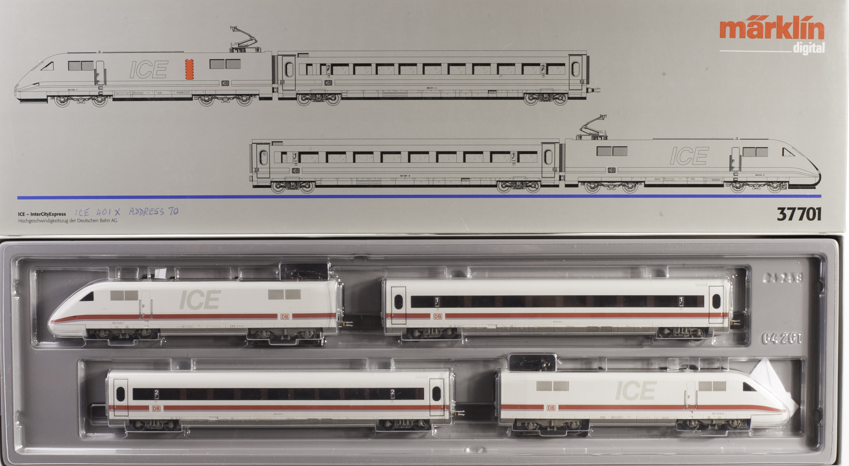 Märklin Digital H0 Gauge 3-rail/stud contact Train Pack: ref 37701 DB ICE 4-car High-Speed train