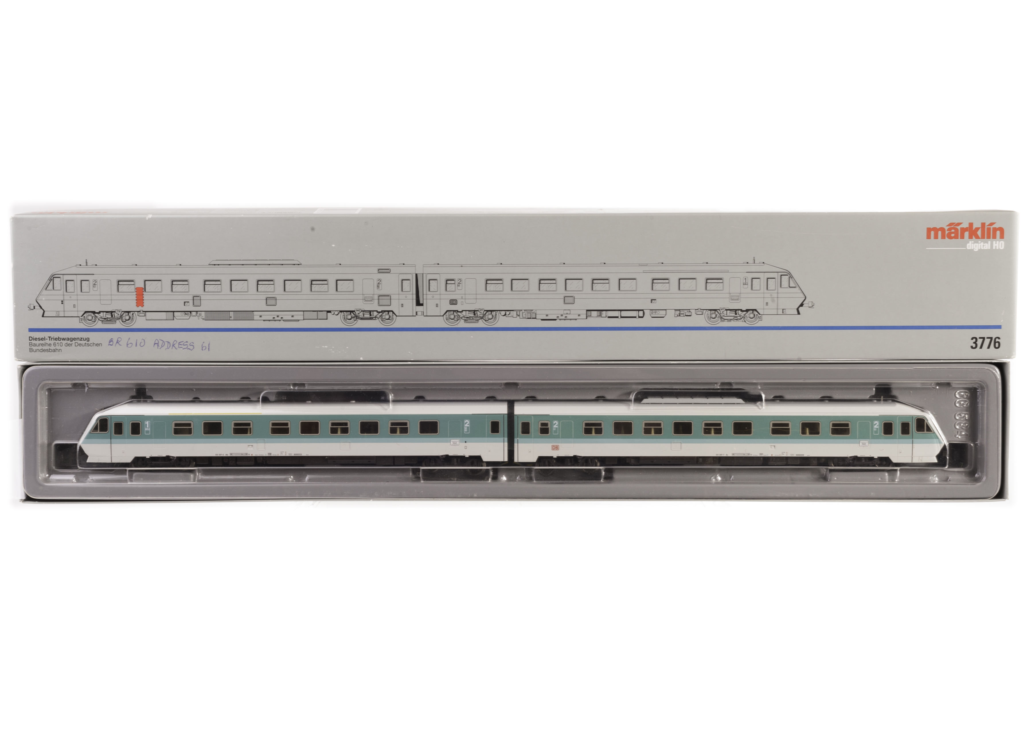 Märklin Digital H0 Gauge 3-rail/stud contact Train Pack: ref 3776 DB class 610 2-car unit in