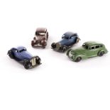 Early Post-War Dinky Toys 30b Rolls Royce, blue body, smooth black hubs, open chassis, thick