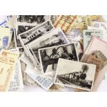 A collection of travel tickets, railway-related cigarette cards and other paper items: including a