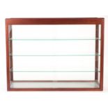 A Dinky Toys Front Loading Wooden Display Cabinet, wooden framed glass display case with three