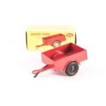 A Dinky Toys 341 Land Rover Trailer, red body, black plastic hubs, no hook, no T, in original