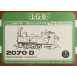 LGB Gauge 1 Krauss 0-6-2 Tank Locomotive: Ref 2070 D, in lined grey livery as No U42, G-VG, box F-G