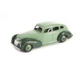 A Dinky Toys US Issue 39eu Chrysler Royal Sedan, two-tone green body, light green ridged hubs, VG-E,