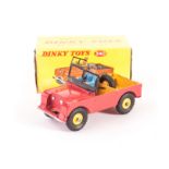 A Dinky Toys 340 Land Rover, red body, yellow interior, yellow plastic hubs, in original light