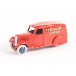 A Pre-War Dinky Toys 28h Delivery Van ‘Dunlop’, type 2, red body, ‘Dunlop Tyres’ in gold, blue