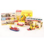 A Dinky Toys 952 Vega Major Luxury Coach, 964 Elevator Loader, mid blue body and plastic hubs,