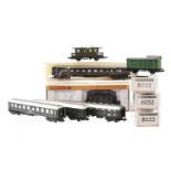 N Gauge Continental coaching stock by various makers: mostly in DB green livery, including bogie