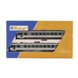 Roco H0 Gauge 2-car diesel unit: ref 43022, a DB class 628 train pack in grey/green livery, in