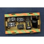 Various TLR Cameras: quantity of various TLR cameras including, Microflex, Rolleiflex and more (a