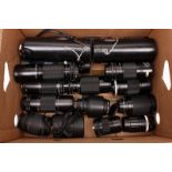 Various Lenses: quantity of various lenses including Canon FD f/3.5 135mm, Soligor f/3.5 135mm and