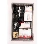 A Pentax ME Super SLR Camera, together with a Pentax K1000 with various lenses and accessories, some