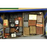 Various Cameras: quantity of various cameras, mostly box form, including Kodak Brownie Holiday,