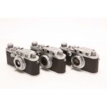 Leica Rangefinder Cameras: three Leica cameras, serial nos. 198905 / 202006 / 435951, each with