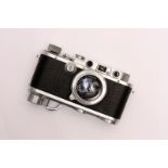 A Leica IIIa Rangefinder Camera, chrome, serial no. 245754, with Leitz Summar f/2 50mm lens, and