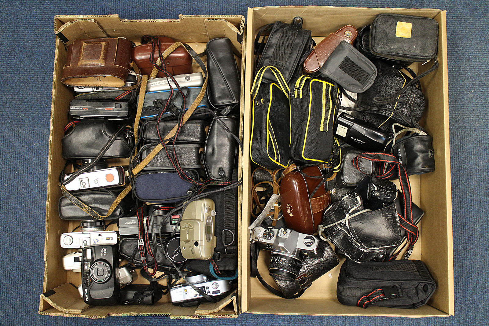 Various Cameras: quantity of various cameras including, Pentax MX, Olympus MJU II, and more (2