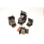 Various Folding Cameras: small quantity of various folding cameras including, Konishiroku Baby